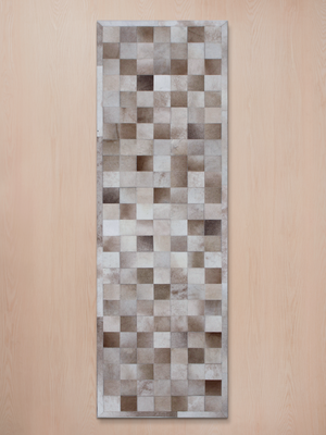 Reyan Beige Hide & Wool Geometric Rug - Beige