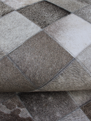 Reyan Grey Hide & Wool Geometric Rug - Grey