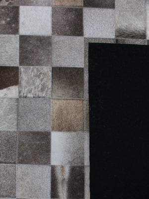 Reyan Grey Hide & Wool Geometric Rug - Grey