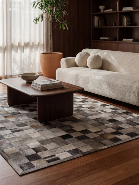 Reyan Grey Hide & Wool Rug