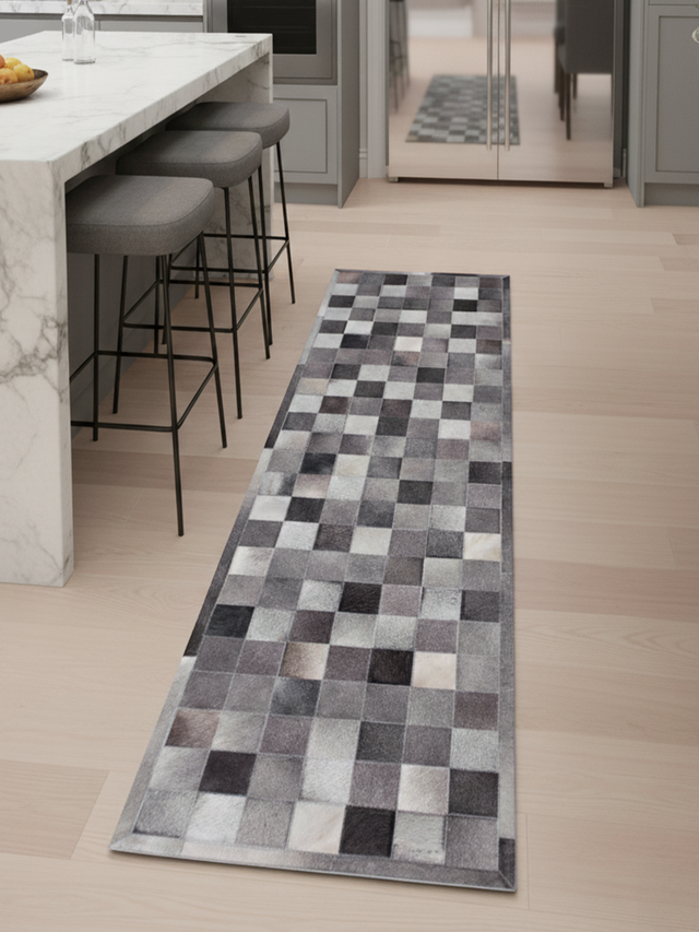 Reyan Grey Hide & Wool Rug