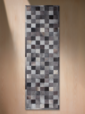 Reyan Grey Hide & Wool Geometric Rug - Grey
