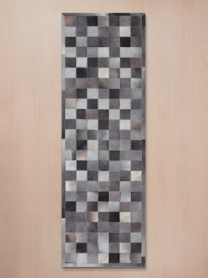 Reyan Grey Hide & Wool Geometric Rug - Grey