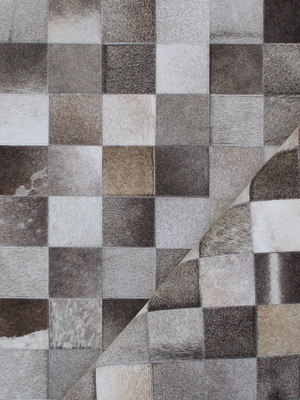 Reyan Grey Hide & Wool Geometric Rug - Grey