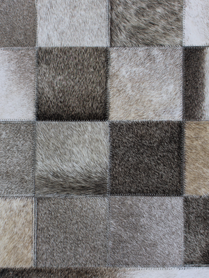 Reyan Grey Hide & Wool Geometric Rug - Grey