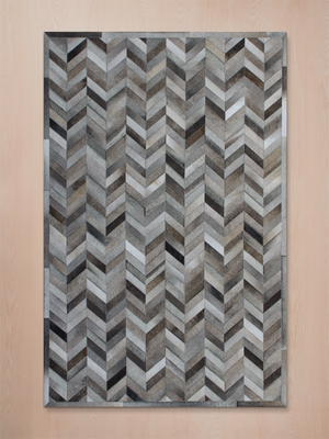 Kian Hide & Wool Geometric Rug - Grey