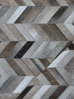 Kian Hide & Wool Geometric Rug - Grey