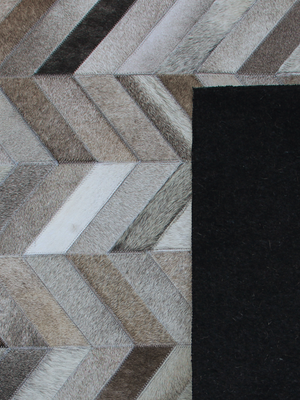 Kian Hide & Wool Geometric Rug - Grey