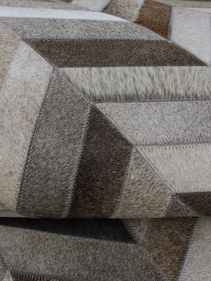 Kian Hide & Wool Geometric Rug - Grey