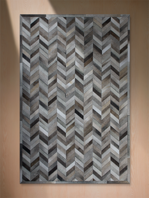 Kian Hide & Wool Geometric Rug - Grey