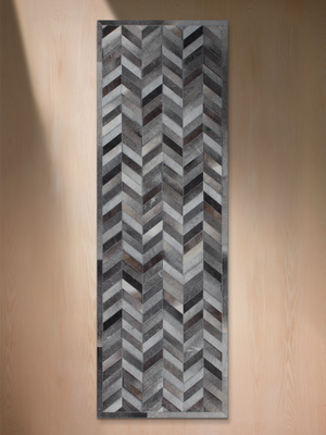 Kian Hide & Wool Geometric Rug - Grey