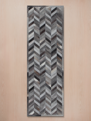 Kian Hide & Wool Geometric Rug - Grey