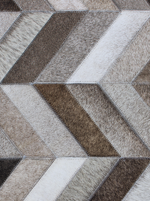 Kian Hide & Wool Geometric Rug - Grey