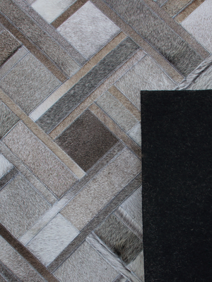 Rayan Hide & Wool Geometric Rug - Grey