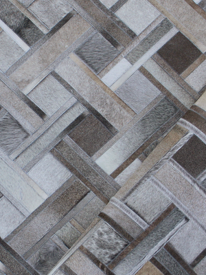 Rayan Hide & Wool Geometric Rug - Grey