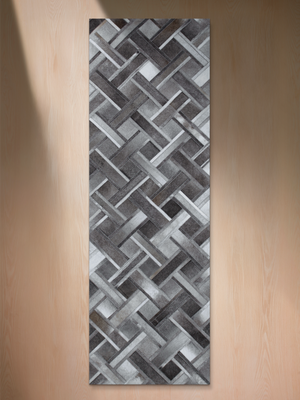 Rayan Hide & Wool Geometric Rug - Grey