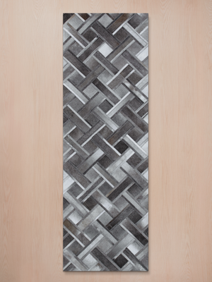 Rayan Hide & Wool Geometric Rug - Grey