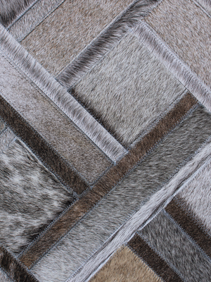 Rayan Hide & Wool Geometric Rug - Grey