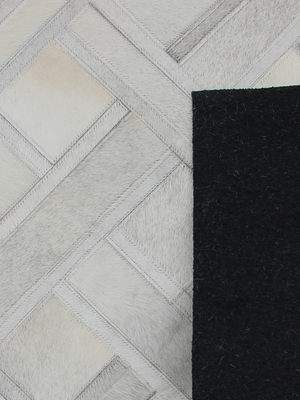 Eshan Hide & Wool Geometric Rug - Grey