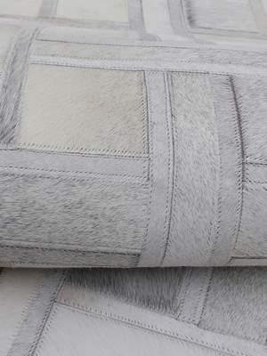 Eshan Hide & Wool Geometric Rug - Grey
