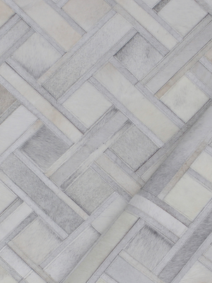 Eshan Hide & Wool Geometric Rug - Grey