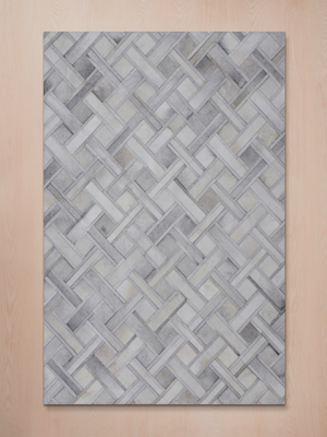 Eshan Hide & Wool Geometric Rug - Grey