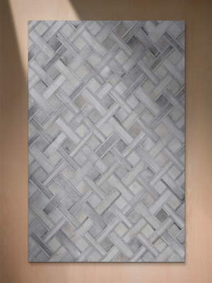 Eshan Hide & Wool Geometric Rug - Grey