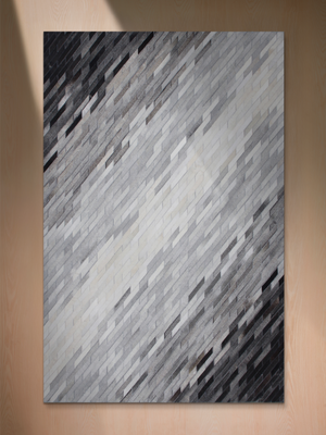 Zidane Hide & Wool Geometric Rug - Grey