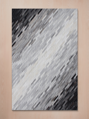 Zidane Hide & Wool Geometric Rug - Grey