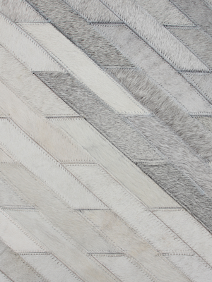 Zidane Hide & Wool Geometric Rug - Grey