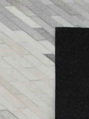 Zidane Hide & Wool Geometric Rug - Grey