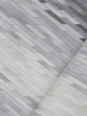 Zidane Hide & Wool Geometric Rug - Grey