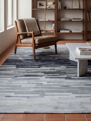 Arwen Hide & Wool Geometric Rug - Grey