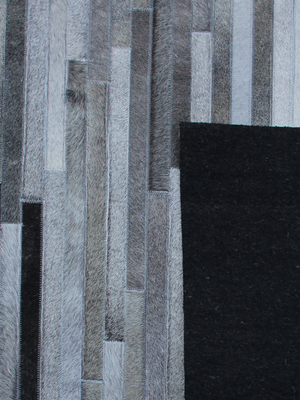 Arwen Hide & Wool Geometric Rug - Grey