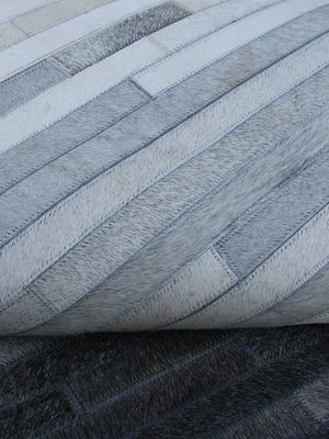 Arwen Hide & Wool Geometric Rug - Grey