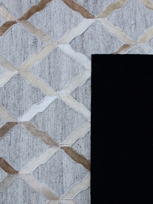 Nadir Hide & Wool Geometric Rug - Grey