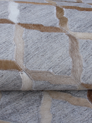 Nadir Hide & Wool Geometric Rug - Grey