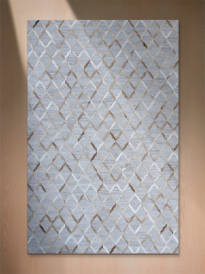 Nadir Hide & Wool Geometric Rug - Grey