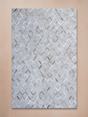 Nadir Hide & Wool Geometric Rug - Grey