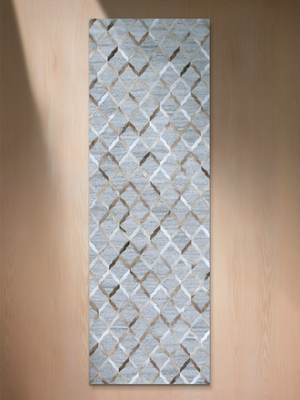 Nadir Hide & Wool Geometric Rug - Grey