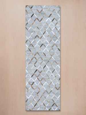 Nadir Hide & Wool Geometric Rug - Grey
