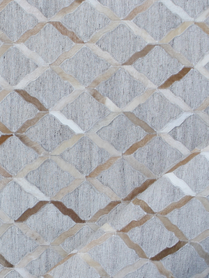 Nadir Hide & Wool Geometric Rug - Grey