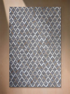 Idris Hide & Wool Geometric Rug - Brown