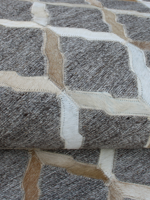 Idris Hide & Wool Geometric Rug - Brown