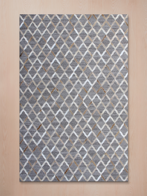 Idris Hide & Wool Geometric Rug - Brown