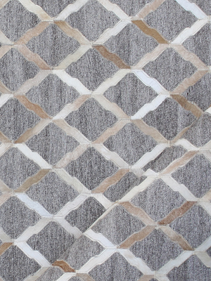 Idris Hide & Wool Geometric Rug - Brown