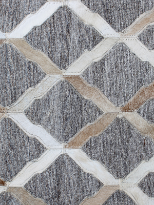 Idris Hide & Wool Geometric Rug - Brown