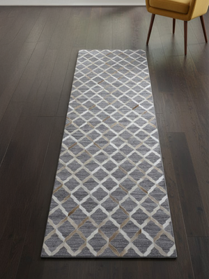 Idris Hide & Wool Geometric Rug - Brown