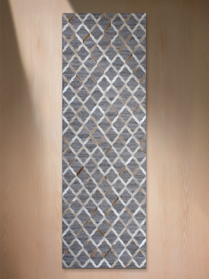 Idris Hide & Wool Geometric Rug - Brown