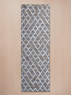 Idris Hide & Wool Geometric Rug - Brown